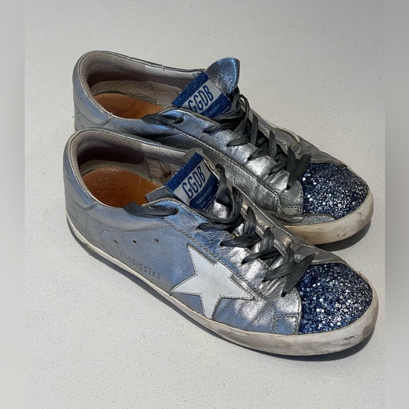 🔥🔥 Golden Goose Superstar 🔥🔥 Silver Metallic Leather Sneaker w/ White Star - Picture 2 of 7